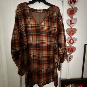 Zara Trafaluc Orange and Black Plaid Top Sz MEX 30